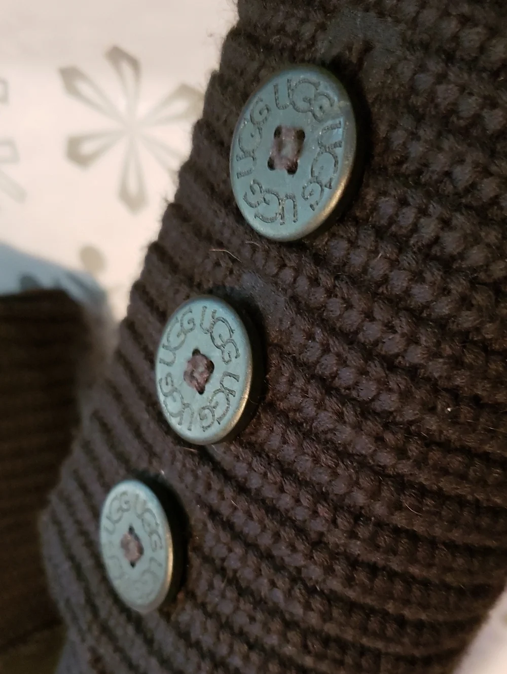 UGG Black Knee-High Cardy Knit Button Boot 7.5